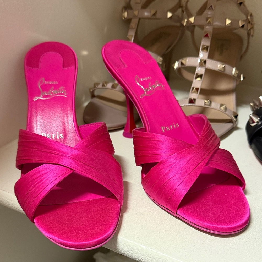Christian Louboutin Fuchsia Satin Heels